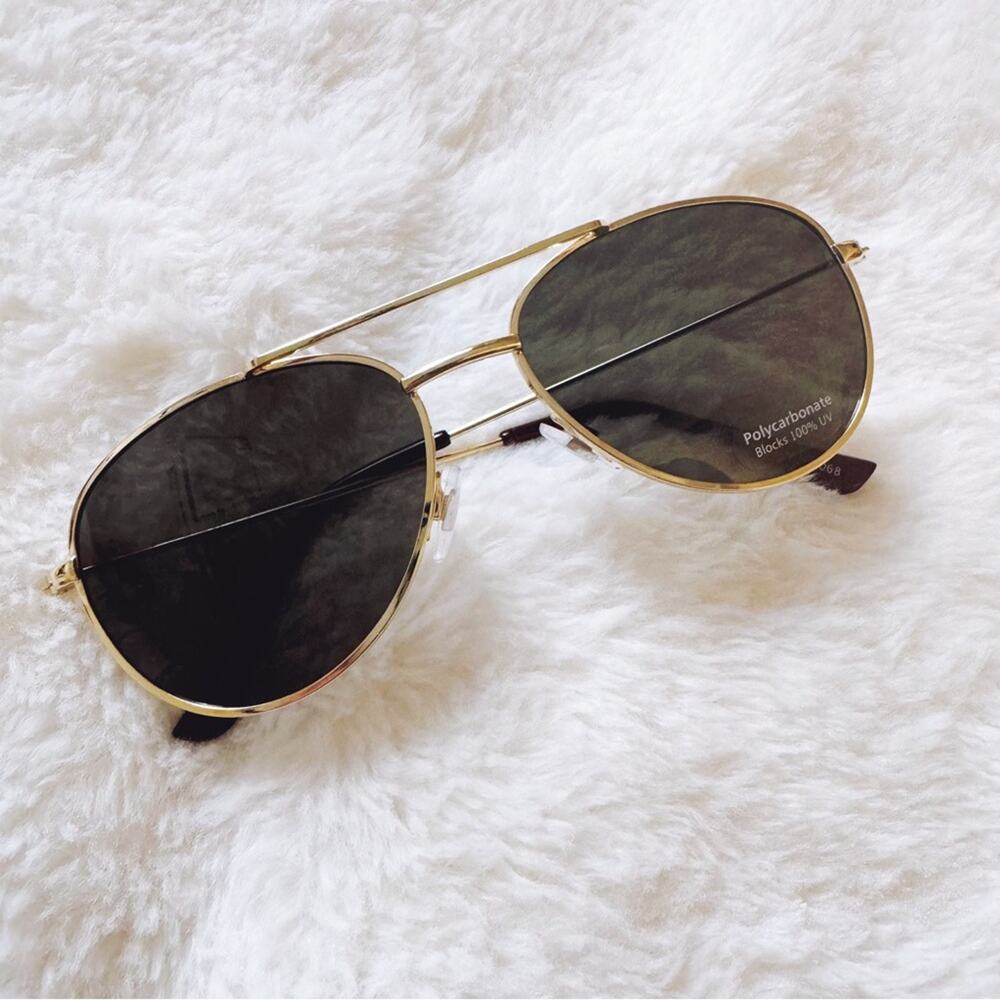 Tiana Gold Minimalist Aviator Sunglasses - Picture 2 of 11
